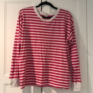 J. Crew Red and White Striped Long Sleeve Tee